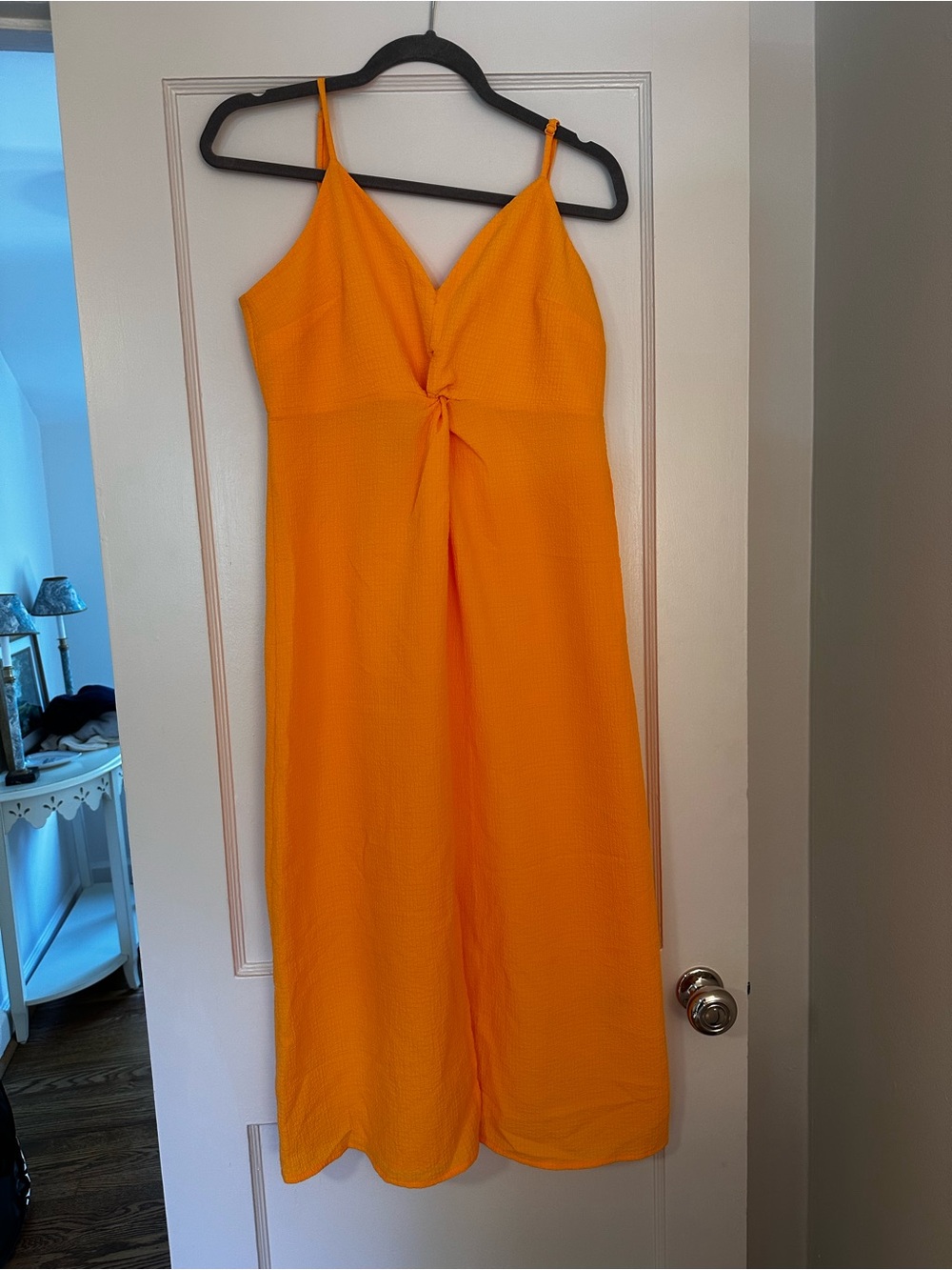 Bar III Bright Orange Knot-Front Midi Dress